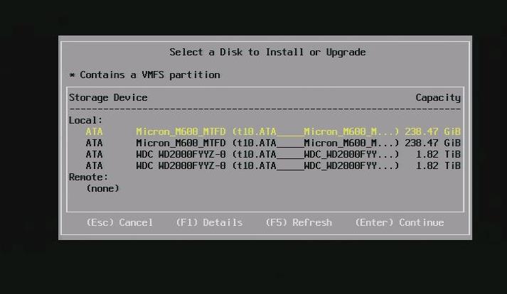 Vmware installer hard selector