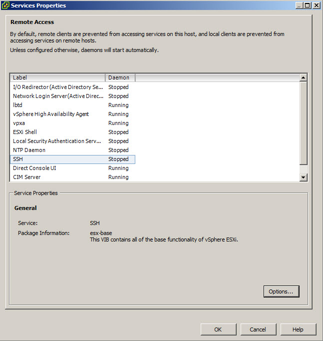 فعال کردن ssh در VMware vSphere Client ESXi 5