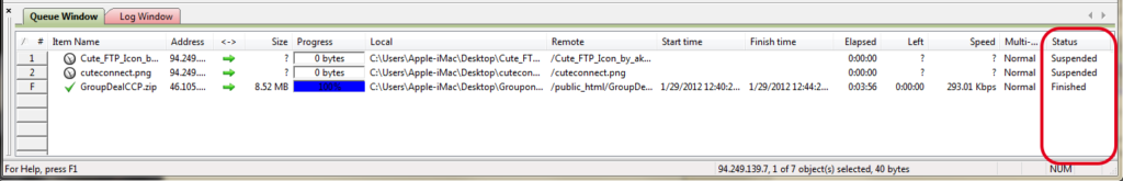 انتقال فایل با CuteFTP