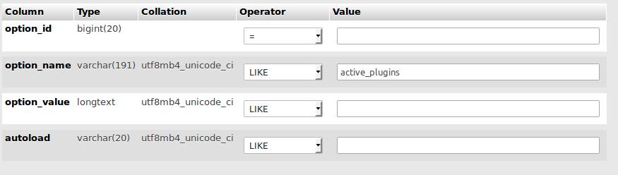 search for active_plugins in wp_options